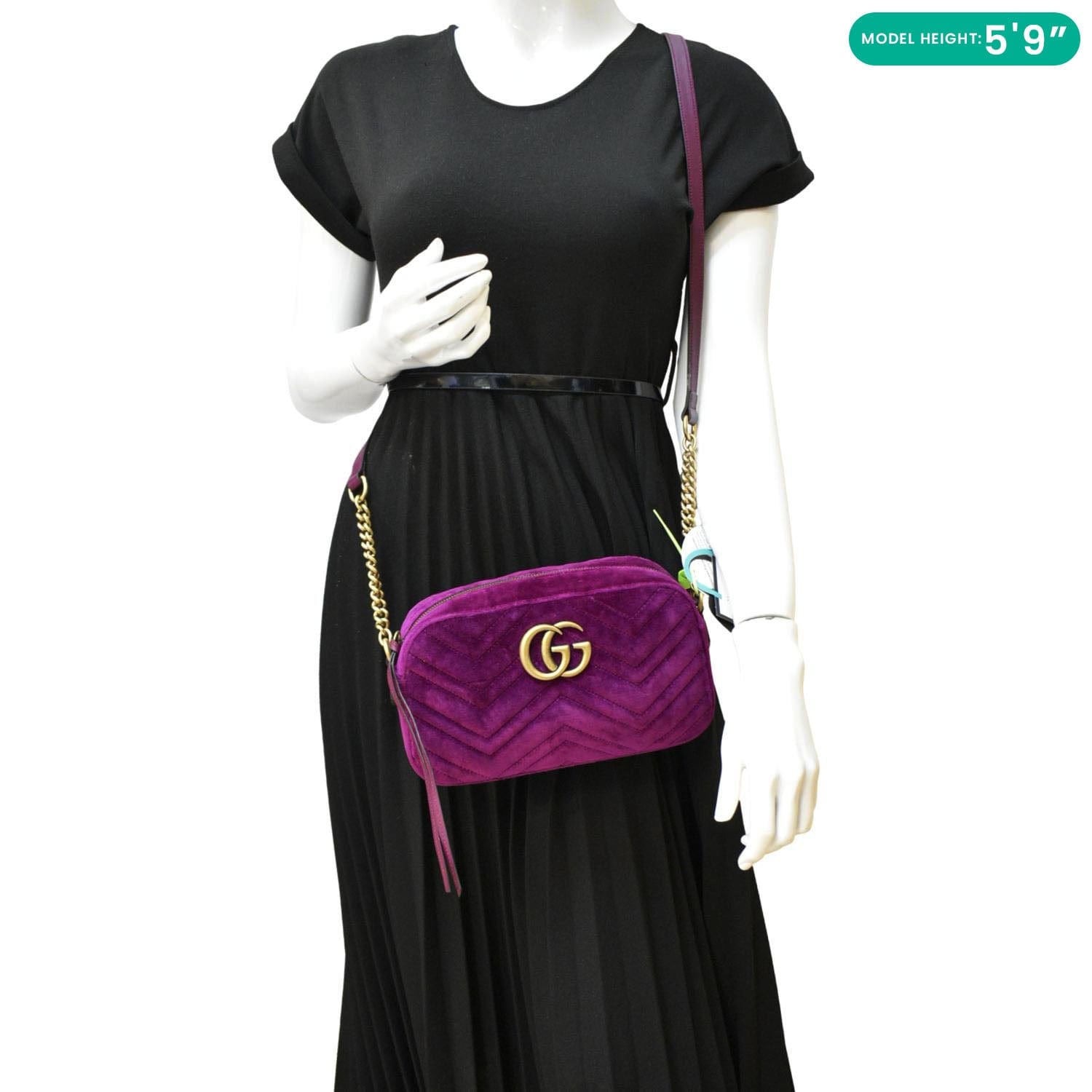 GUCCI GG Marmont Small Matelasse Chain Purple Shoulder Bag