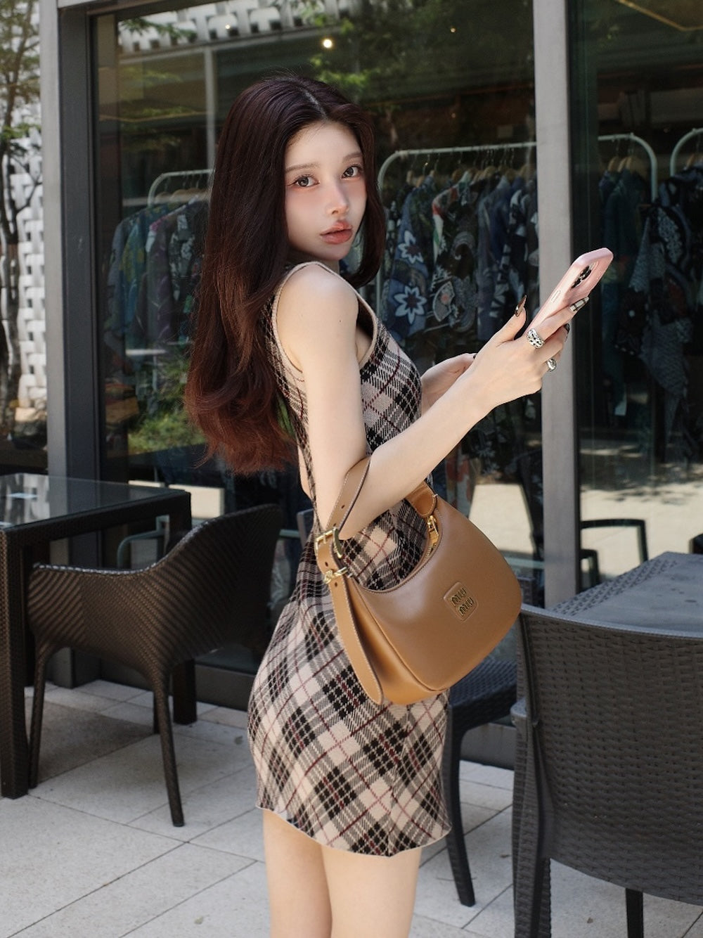 チェックジャガードノースリニットミニワンピース – Darich (ダーリッチ)