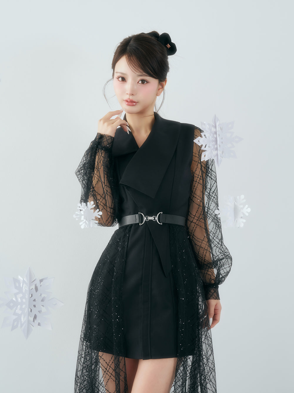 Darich スパンコールシアー2Wayワンピース ブラック スパンコール