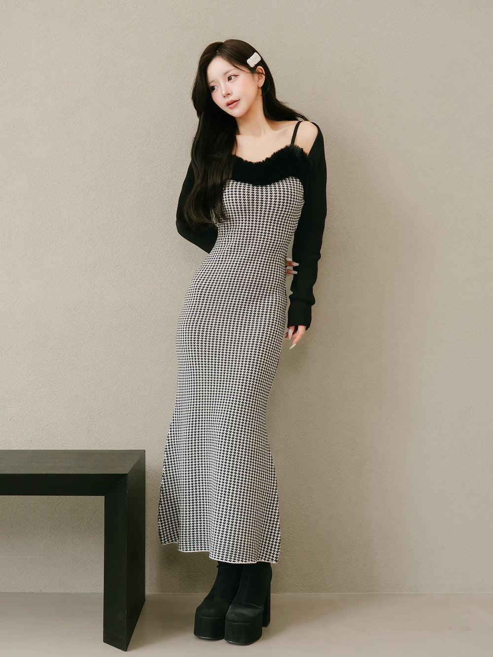 アンサンブルチェックニットロングワンピース – Darich (ダーリッチ)
