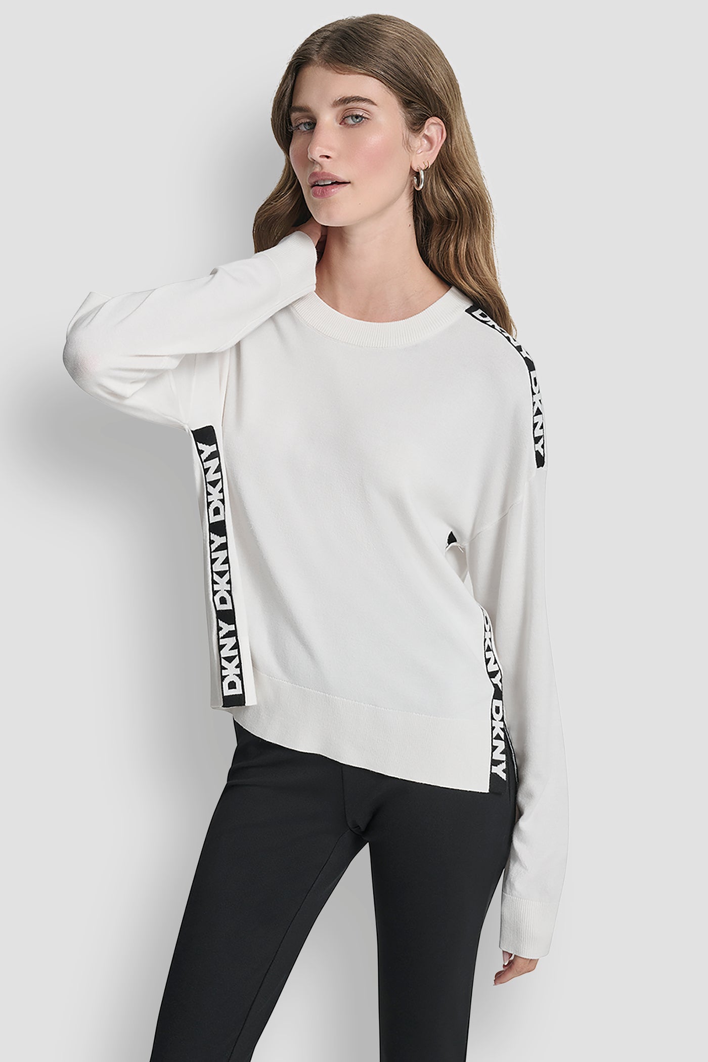 Long Sleeve Logo Tape Sweater | DKNY