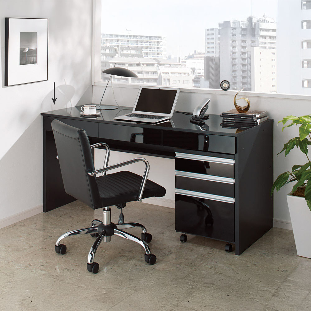 dショッピング |引き出し付き 光沢仕上げアーバンデスクシリーズ