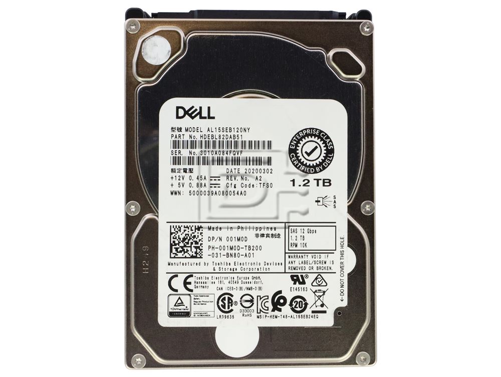 Dell 01M0D / Toshiba AL15SEB120NY HDEBL82DAB51 1.2TB 12Gbps 10.5K