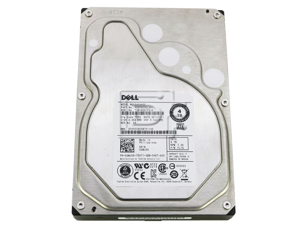 Dell Enterprise 2MJ55 / Toshiba MG03ACA400 4TB 7.2K SATA Hard Drive