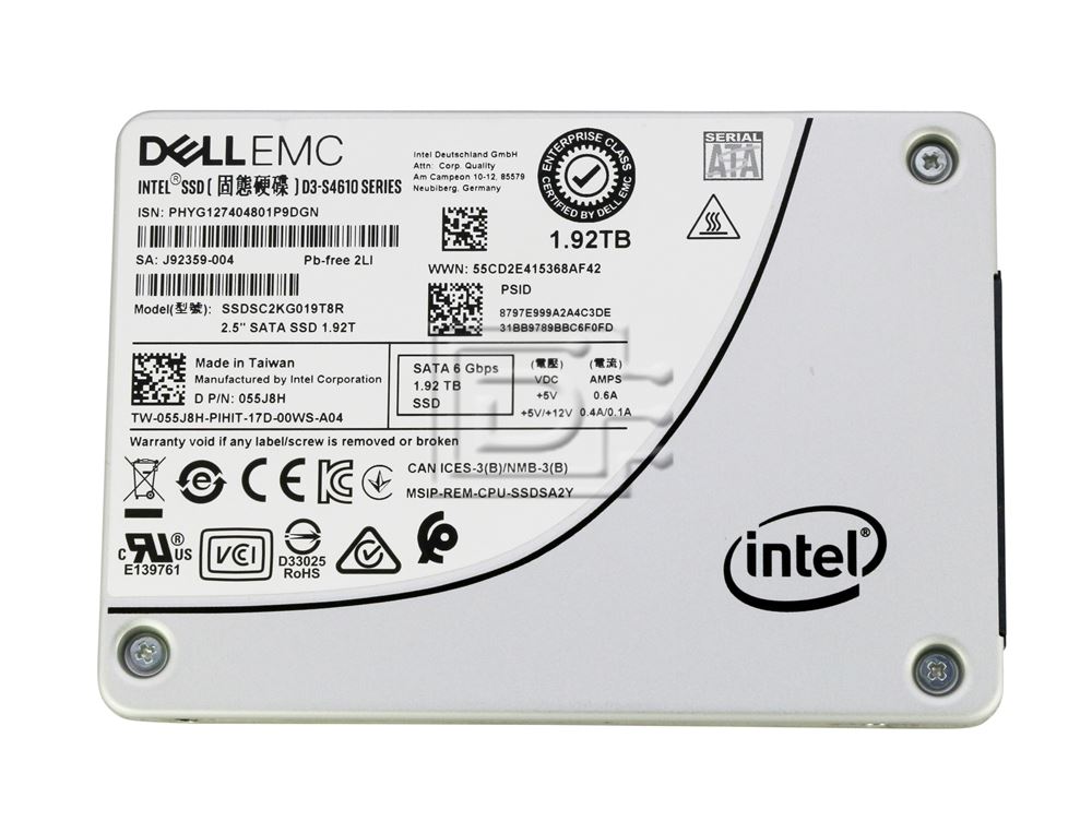 Dell Enterprise 55J8H / Intel D3-S4610 SSDSC2KG019T8R 2.5in SFF