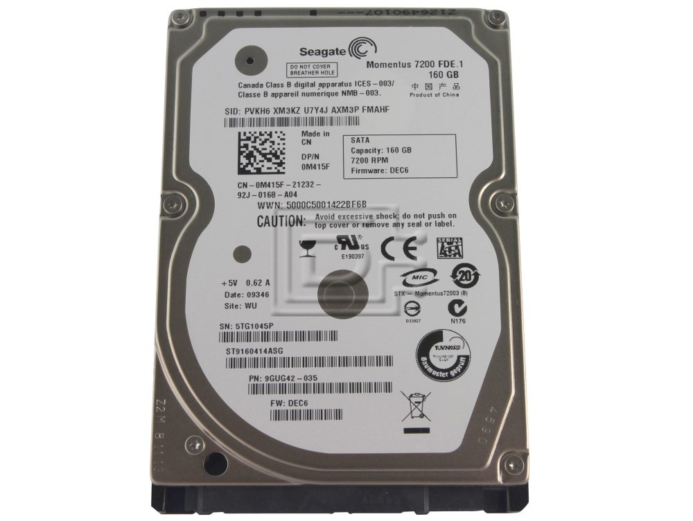 Fujitsu MHZ2160BJ 160GB SATA Hard Laptop Hard Drive