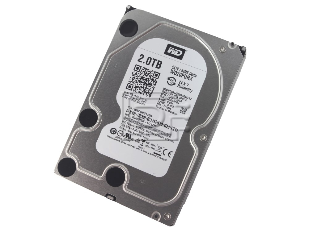 Western Digital Purple WD20PURX 2TB 6Gbps 5.4K RPM SATA Hard Drive