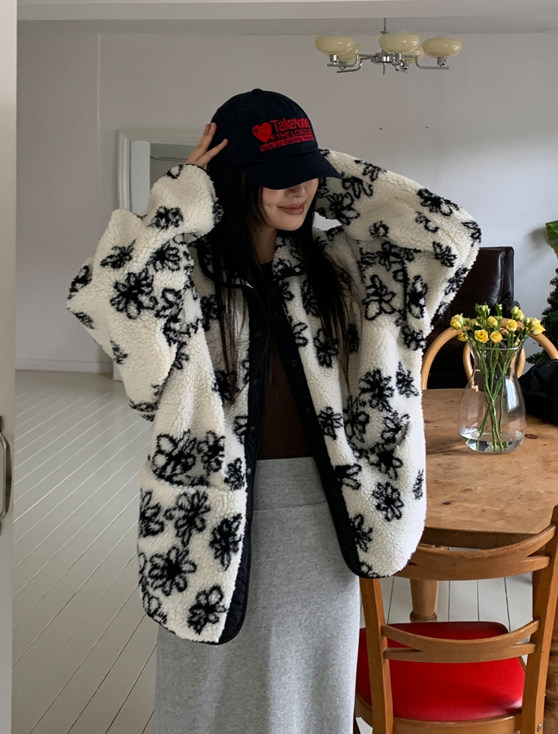 リバーシブル花柄ボアジャケット | レディースファッション通販 - DHOLIC