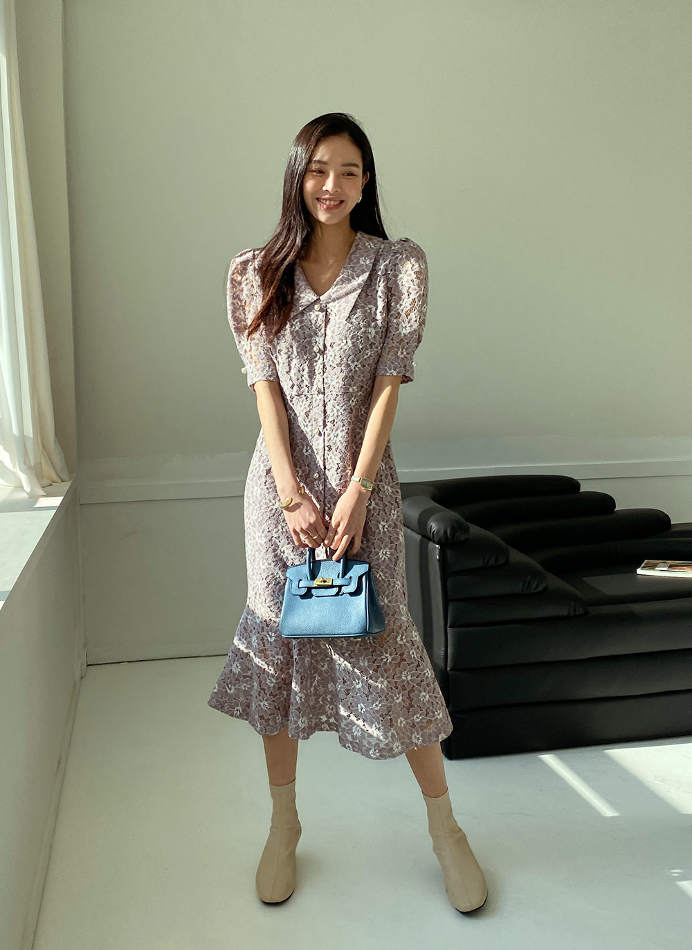 フラワーレースマーメイドワンピース・全3色 | レディースファッション