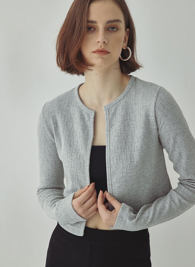 ホッククロップドカーディガン(グレー) | レディースファッション通販