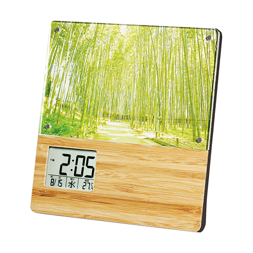 竹のフォトフレームクロックADESSO