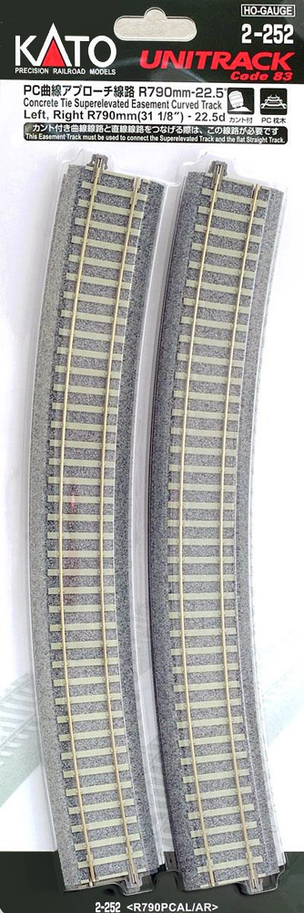 KATO鉄道模型オンラインショッピング PC曲線ｱﾌﾟﾛｰﾁ線路 R790-22．5