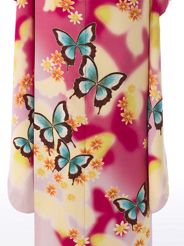 振袖|ﾋﾟﾝｸ系|蝶 小花|対応身長:153-165cm|ｻｲｽﾞ:7号-13号|6S698｜全国