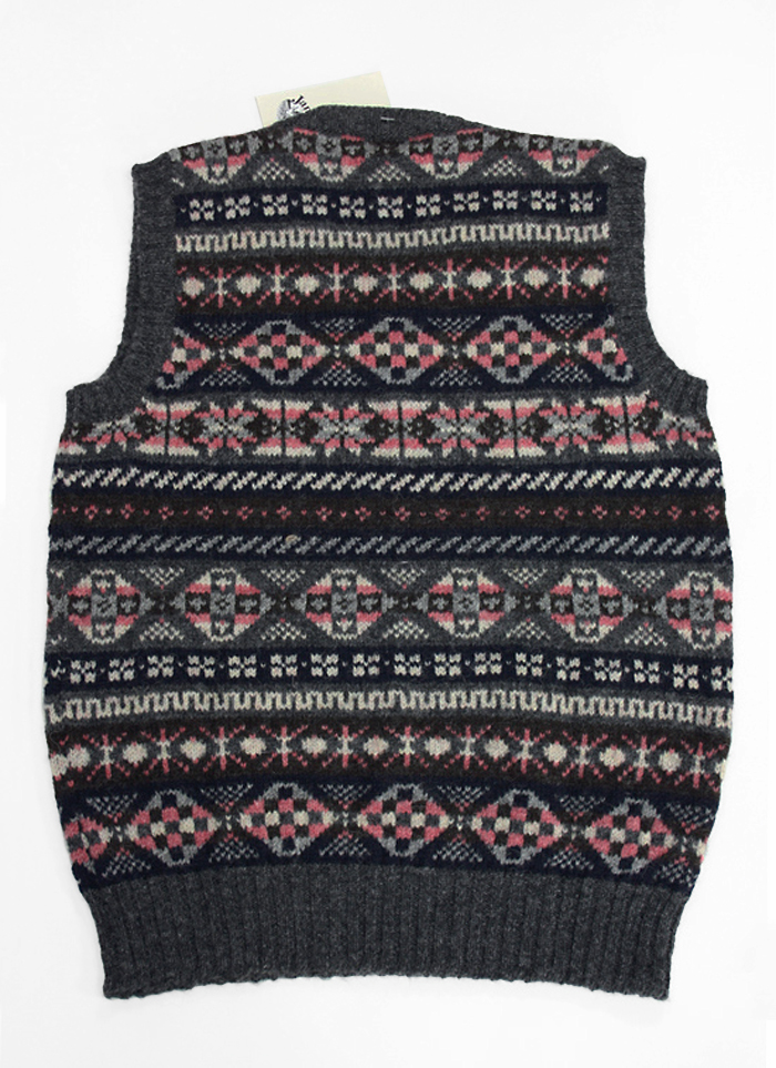 ジャミーソンズ・フェアアイルVネックベスト・チャコール・jamieson`s