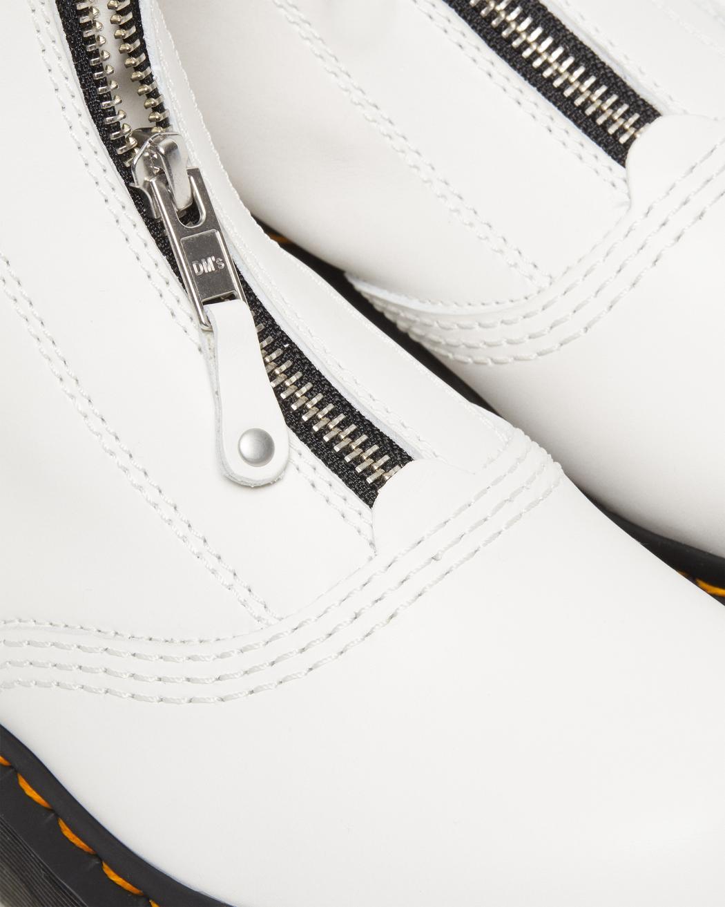 Dr. Martens Jetta Zipped White Leather Platform Boots
