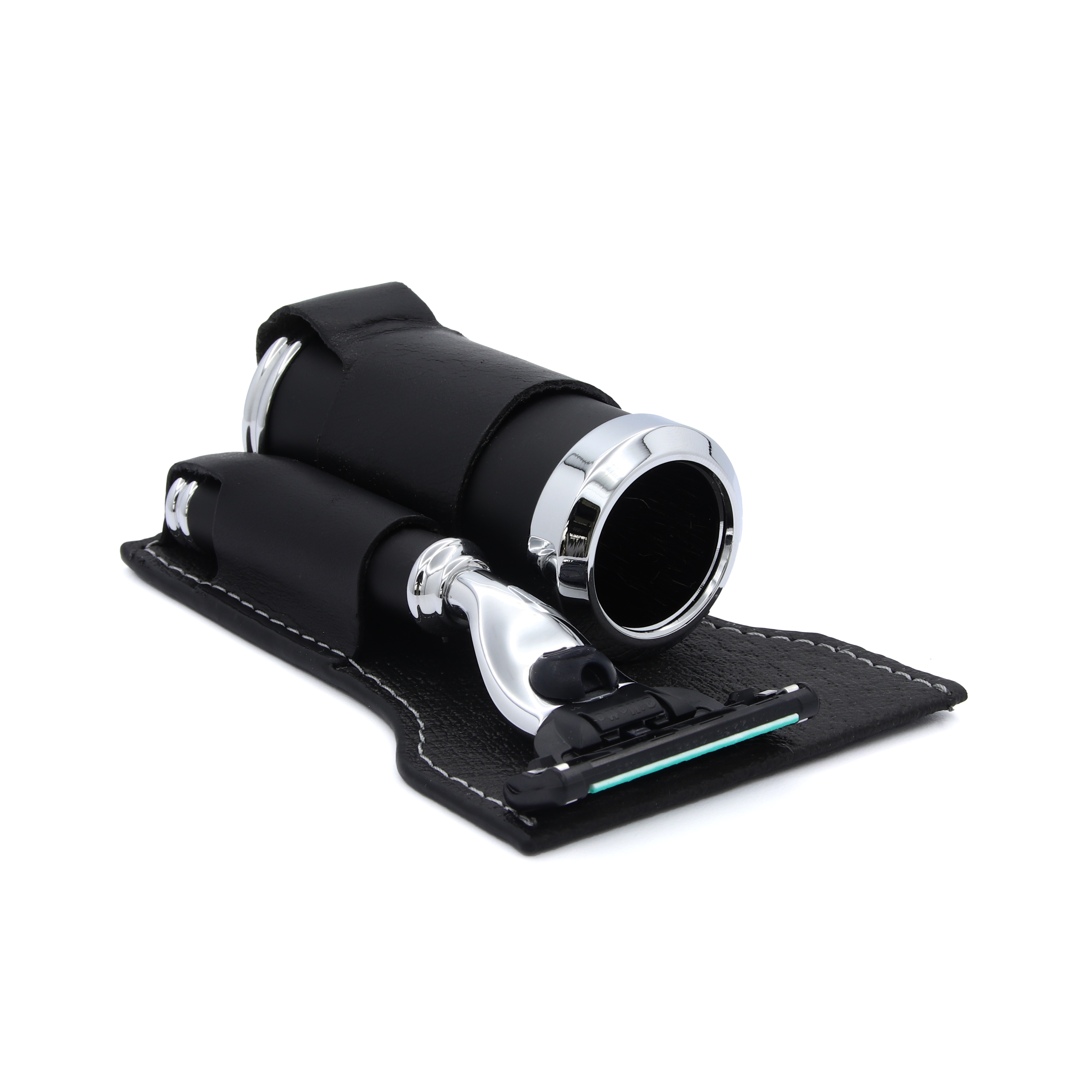 Edwin Jagger Gillette® Mach3® Leather Travel Kit — Black