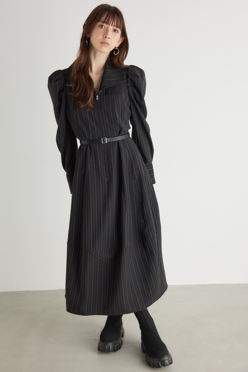 rienda | オーバーカラーZIPフレアOP (ワンピース(ミニ・ミディアム