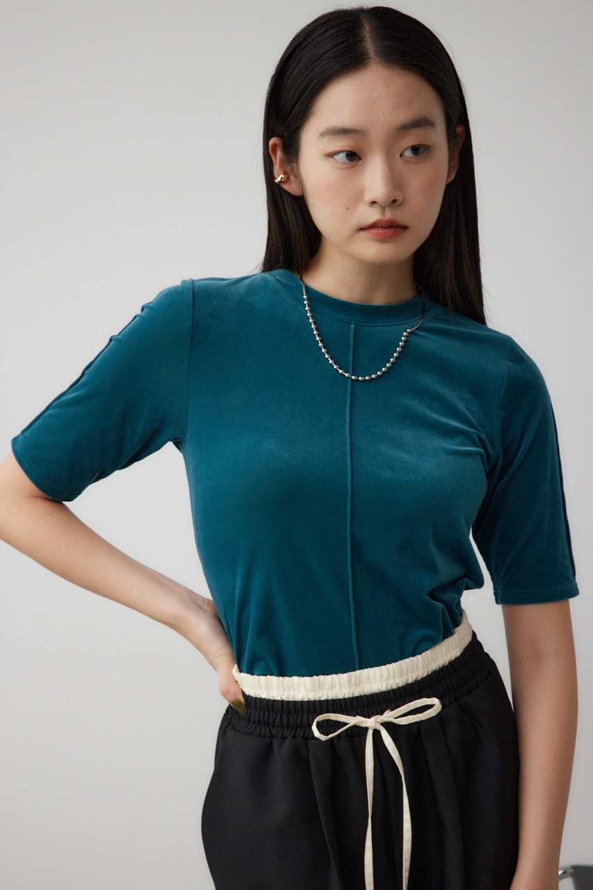 AZUL BY MOUSSY | ベロア5分袖トップス (Tシャツ・カットソー(半袖