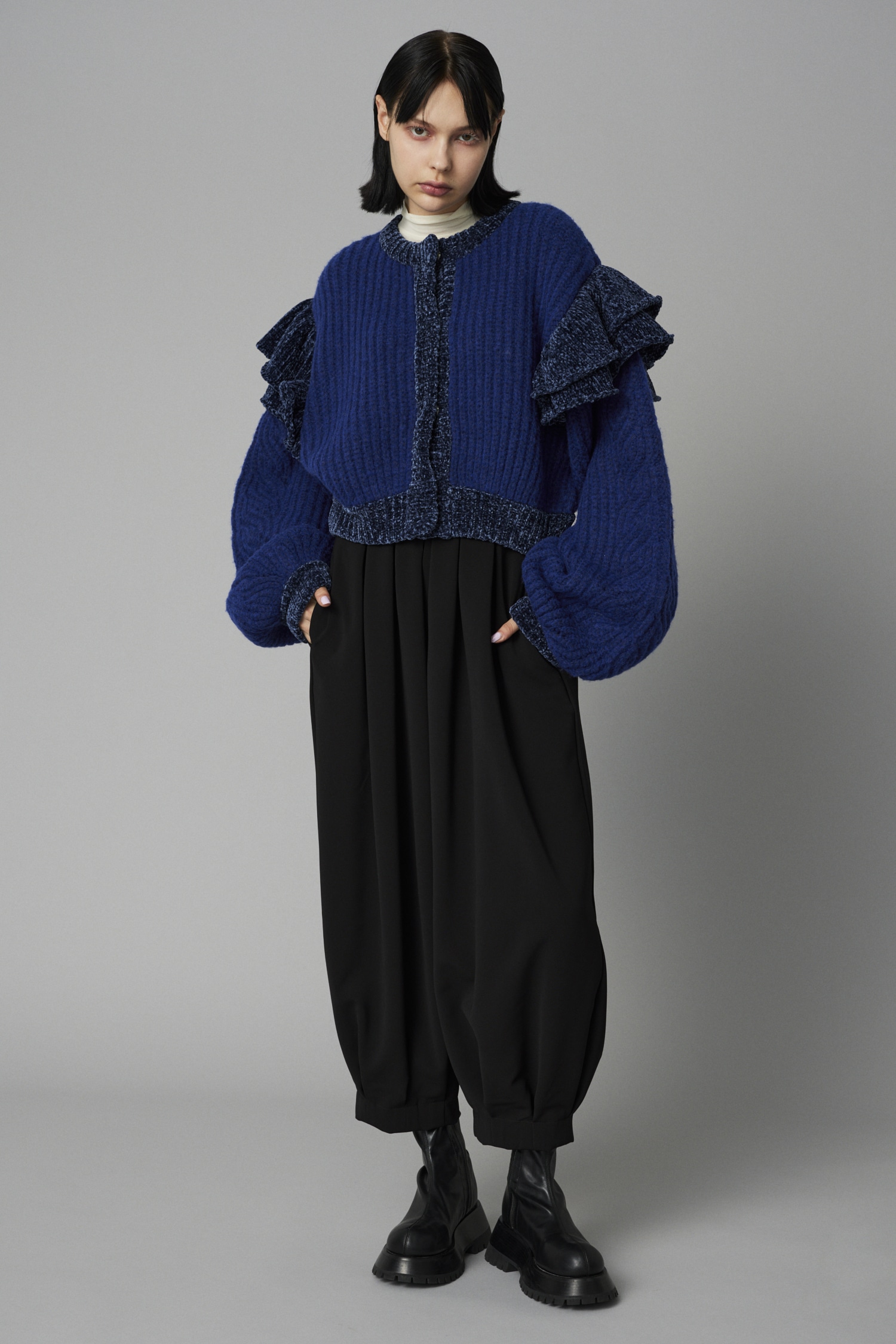 HeRIN.CYE | Frill shoulder cardigan (カーディガン ) |SHEL'TTER