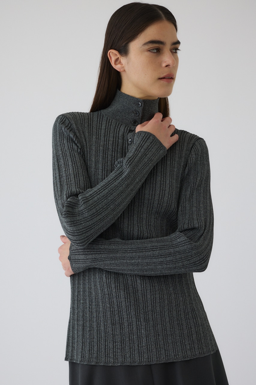 RIM.ARK | Open collar rib knit tops (KNITWEAR ) |RIM.ARK ONLINE STORE