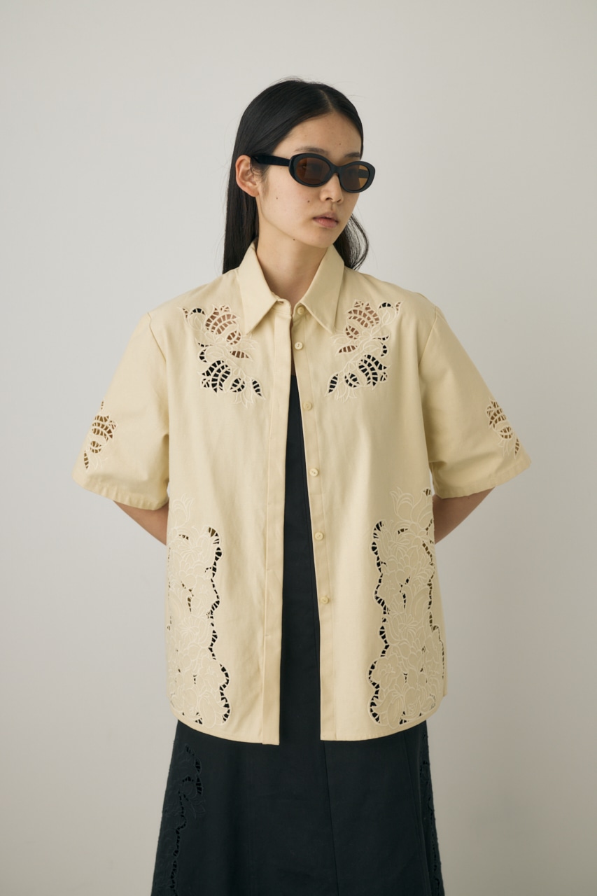 M_ | カットワーク刺繍オーバーシャツ オーガニックコットン使用