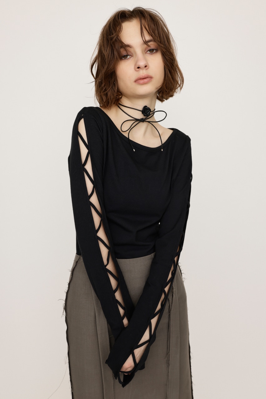 SLY | LACE UP SLEEVE CUT トップス (Tシャツ・カットソー(長袖