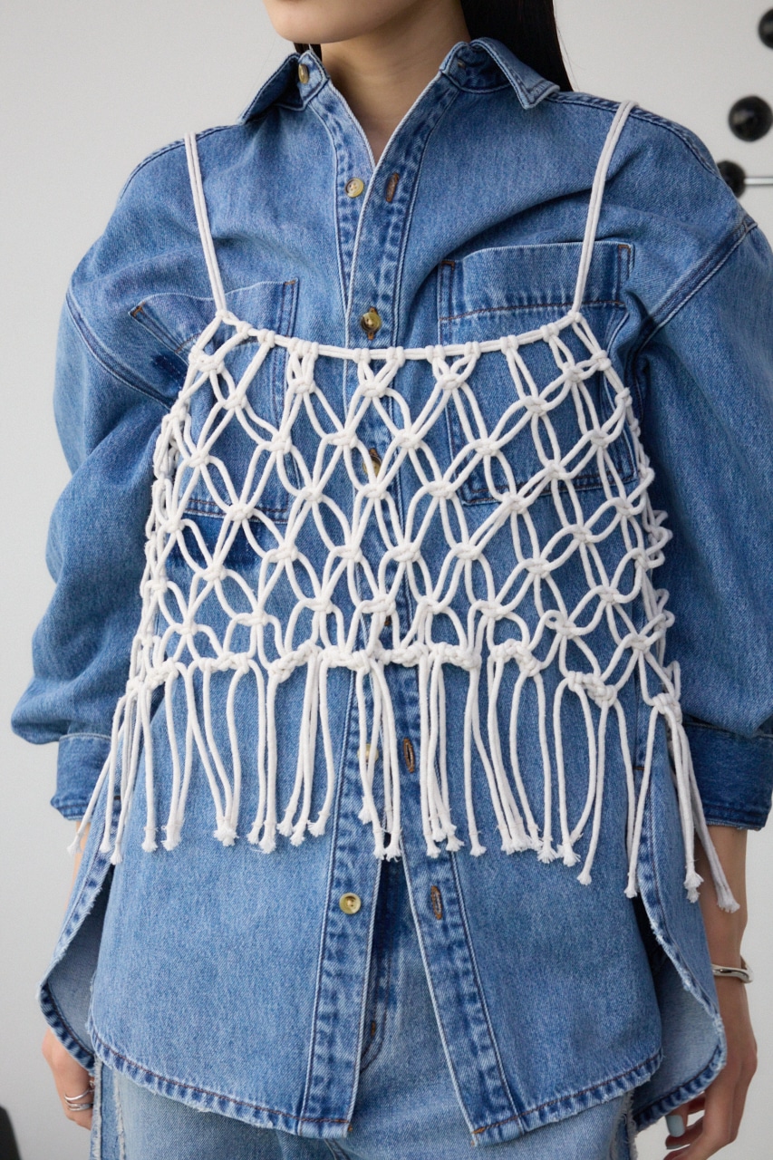 Bibiy. オフショルダーキャミソール 青白ストライプ Bibiy. オフ