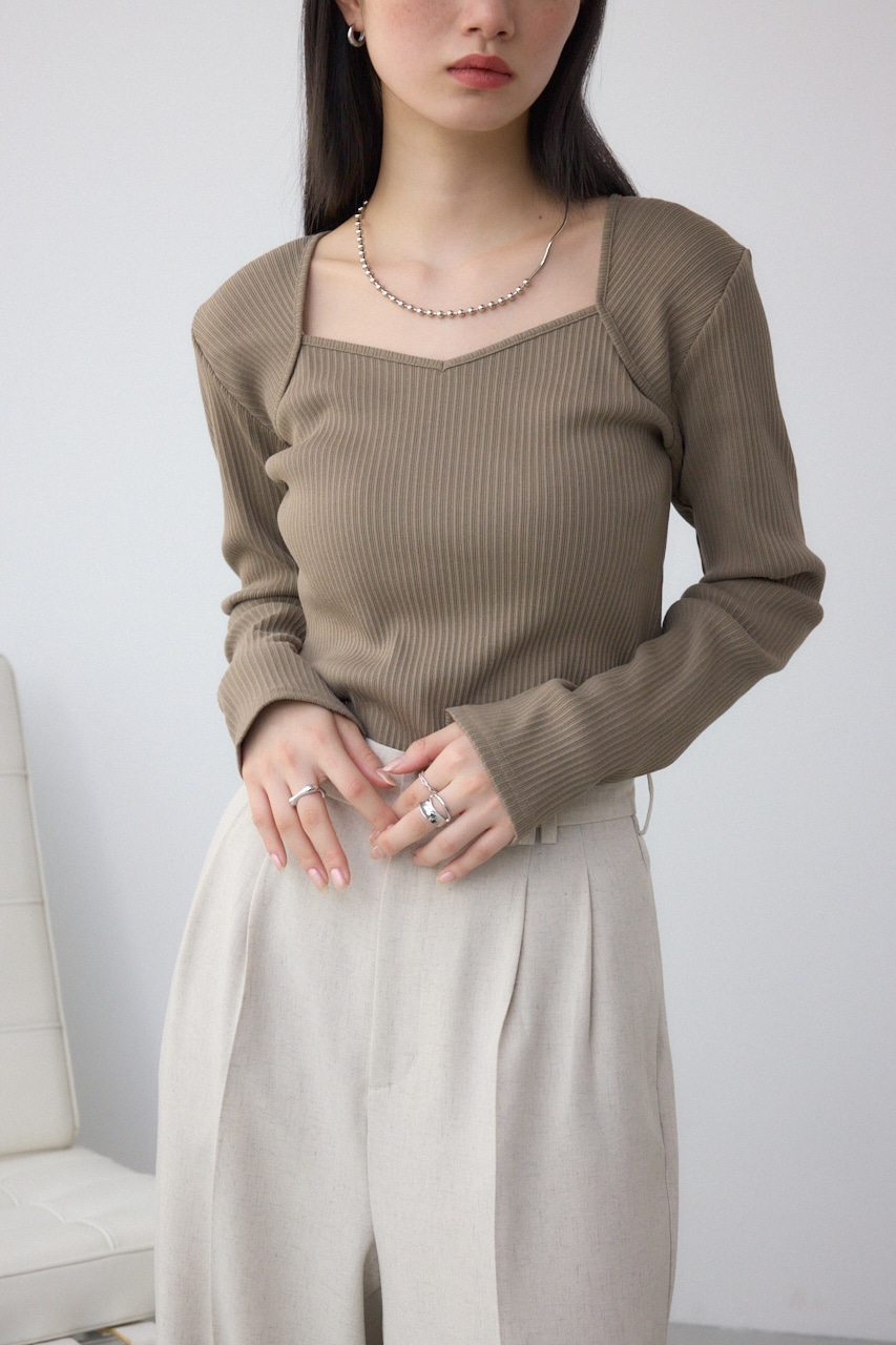 AZUL BY MOUSSY | ダイヤネック長袖リブトップス (Tシャツ・カットソー