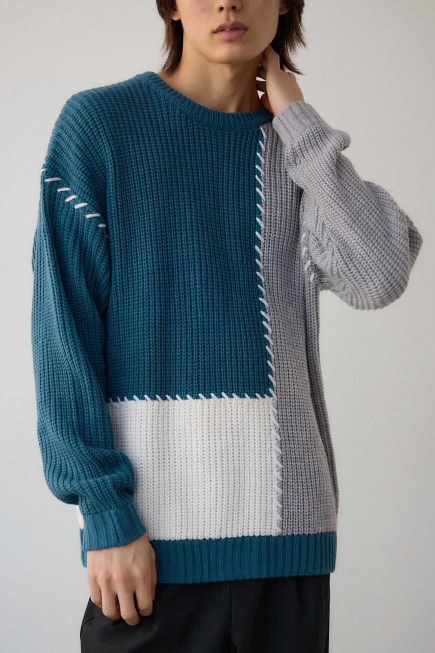 AZUL BY MOUSSY | スウィッチングブランケットステッチニット (ニット