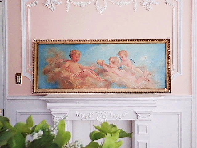 フランス絵画 ティファニーブルー『天空の天使』 - 薔薇と天使の