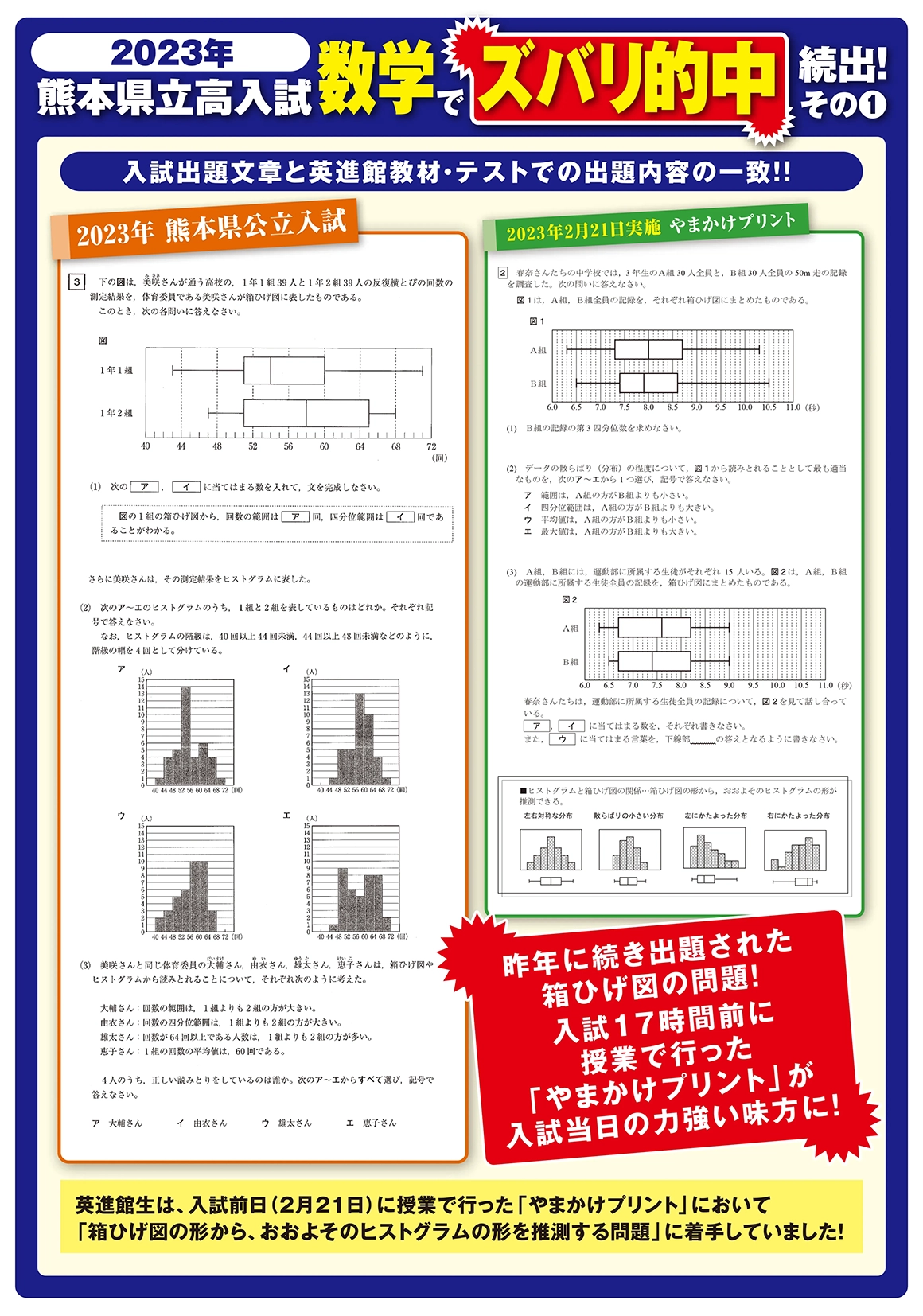 2023年 熊本県公立高入試でズバリ的中！ | 英進館