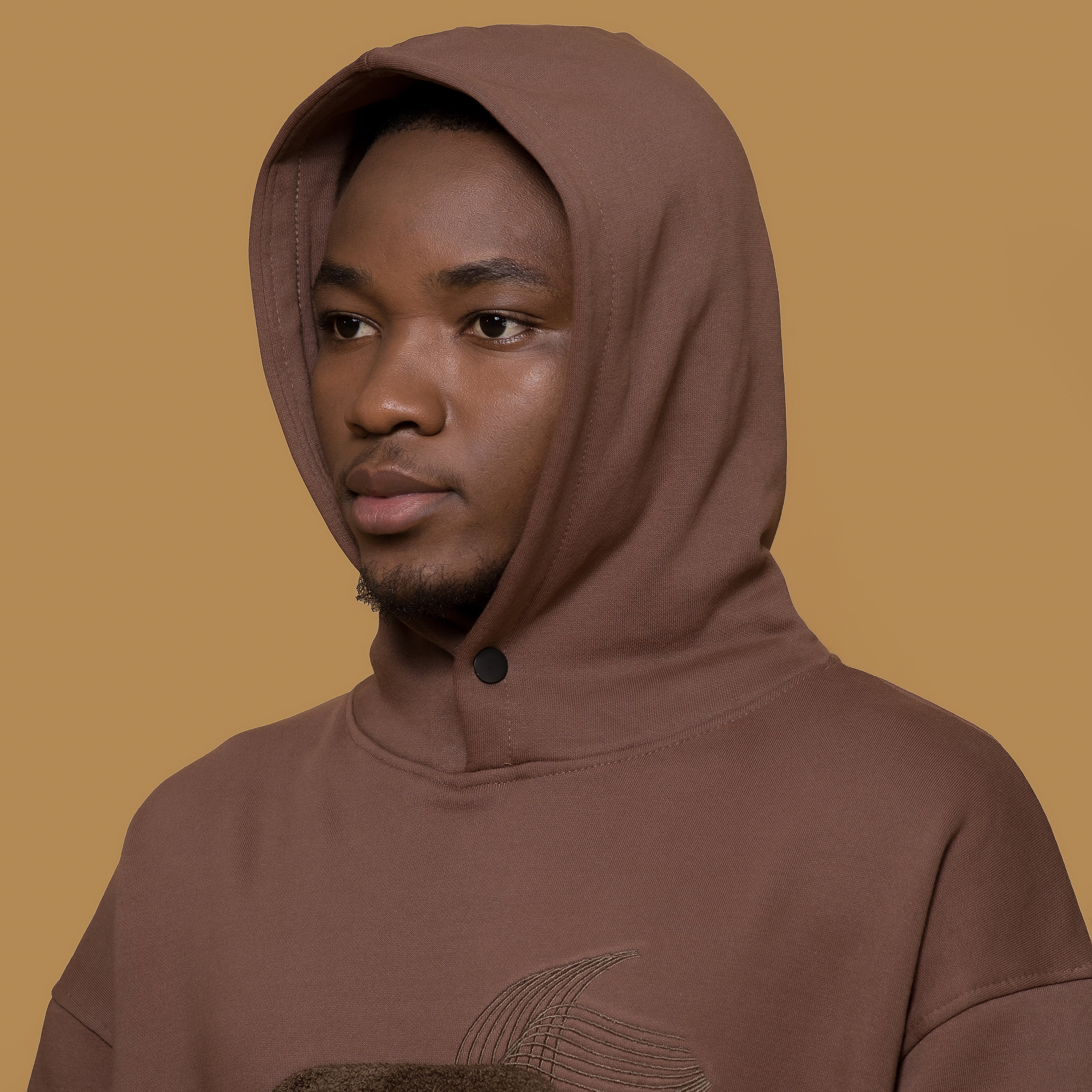 Chocolate Brown Hoodie – Drop Shoulder Embroidered Fleece – ETERNCE