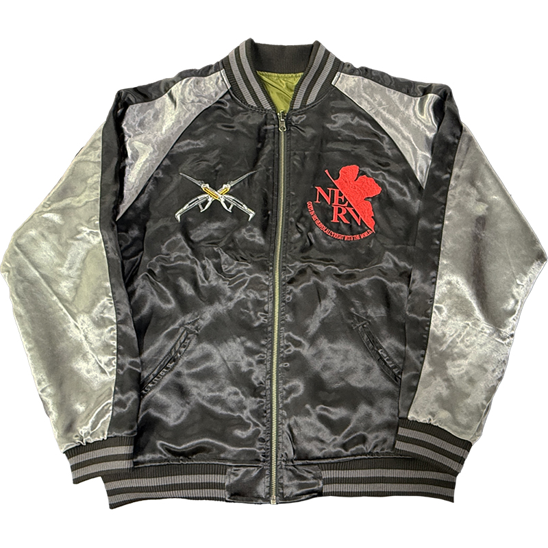 EVAx錦】桜流水2号機/MA-1 リバーシブル総刺繍スカジャン/BLACKx袖