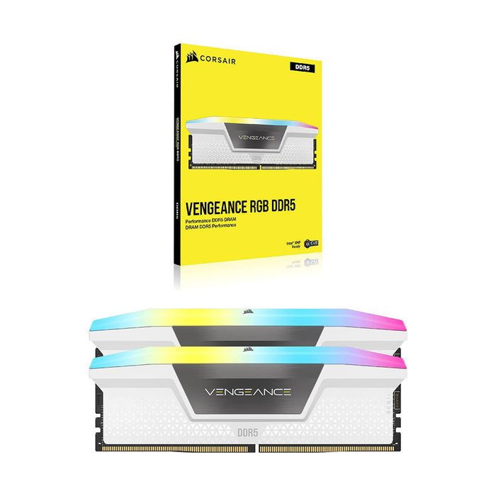 Corsair Vengeance RGB 32GB Desktop Memory RAM, DDR5 5200MHz, White