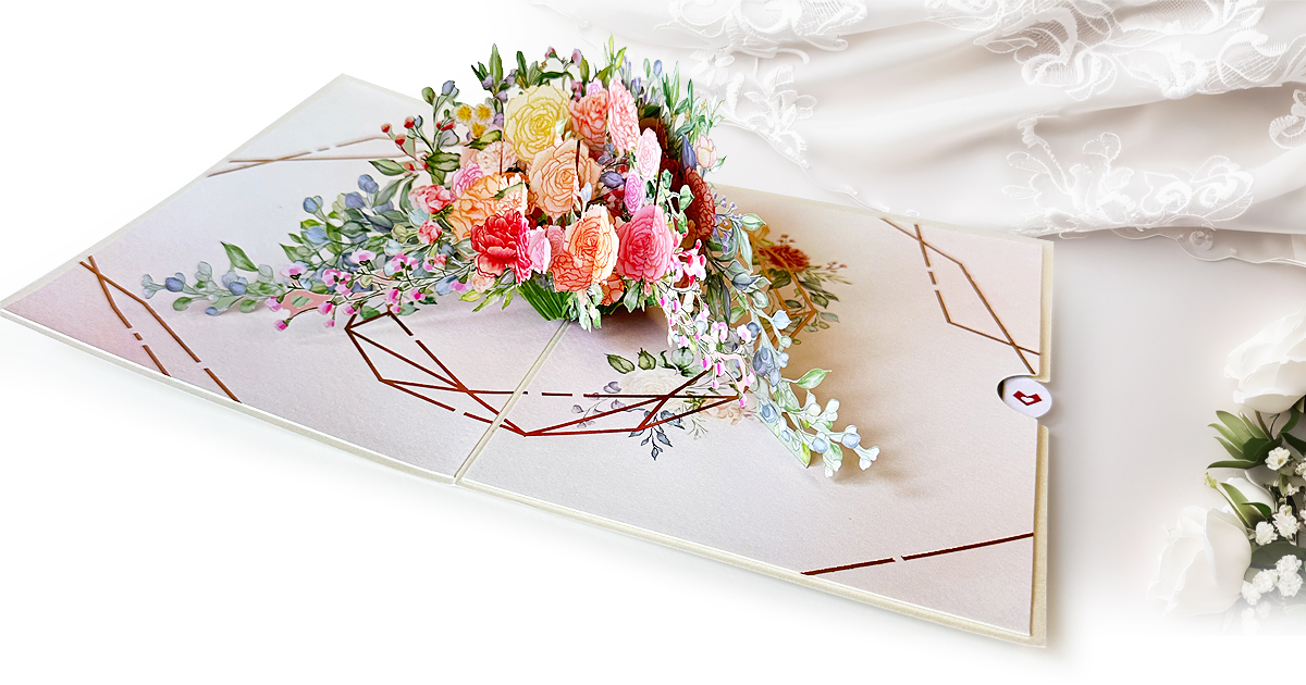 ポップアップカード flower｜立体フラワーが華やぐお祝い電報【For-Denpo】
