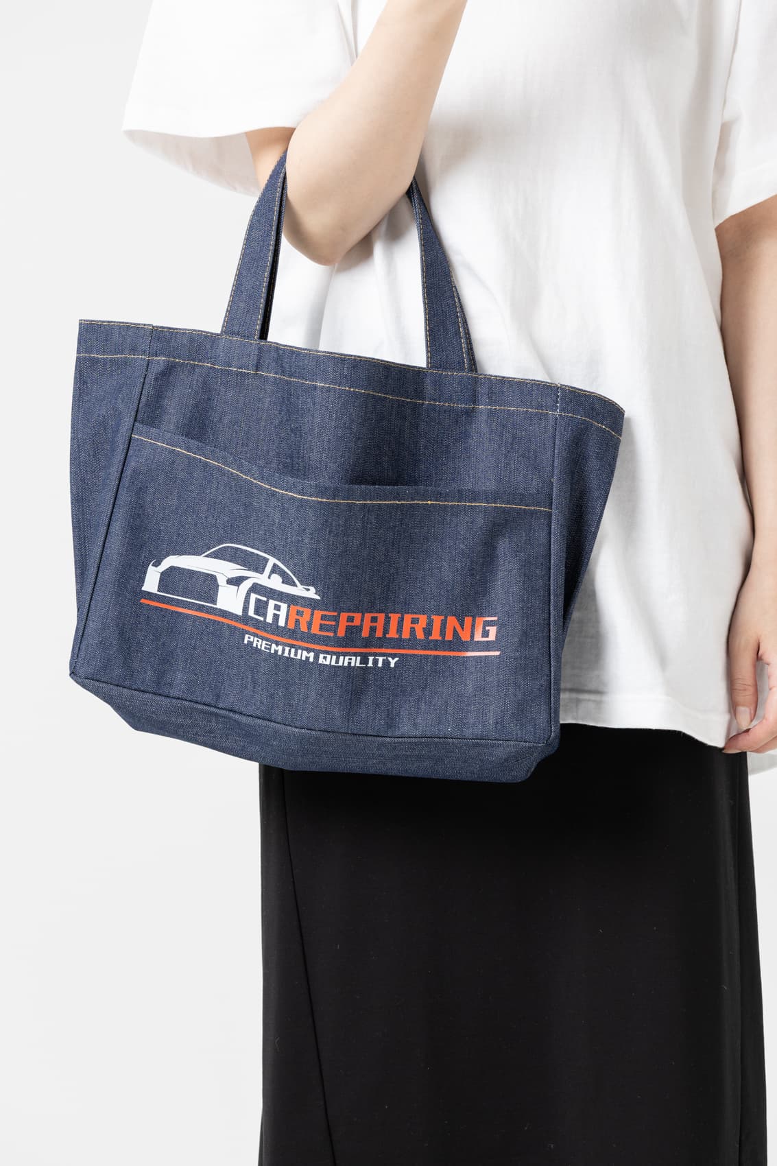 デニムフロントポケットトート [MARKLESS STYLE TR-1376]｜オリジナル