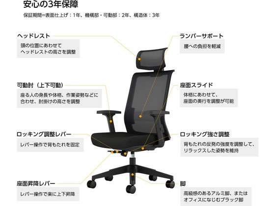 コクヨ エントリー2 チェアー 背ブラック・座ブルー アルミ脚 肘付