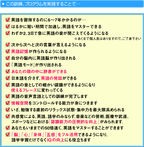 50倍速英語脳プログラム』 日本語言語野を抑え、英語言語野を活性化