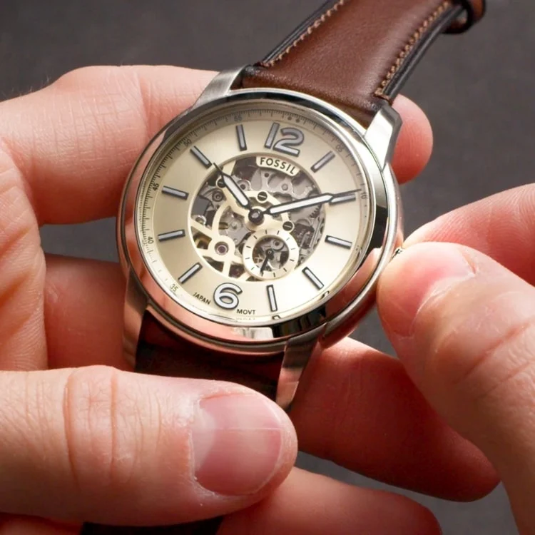 FOSSIL HERITAGE オートマティック ブラウン レザーウォッチ - ME3263