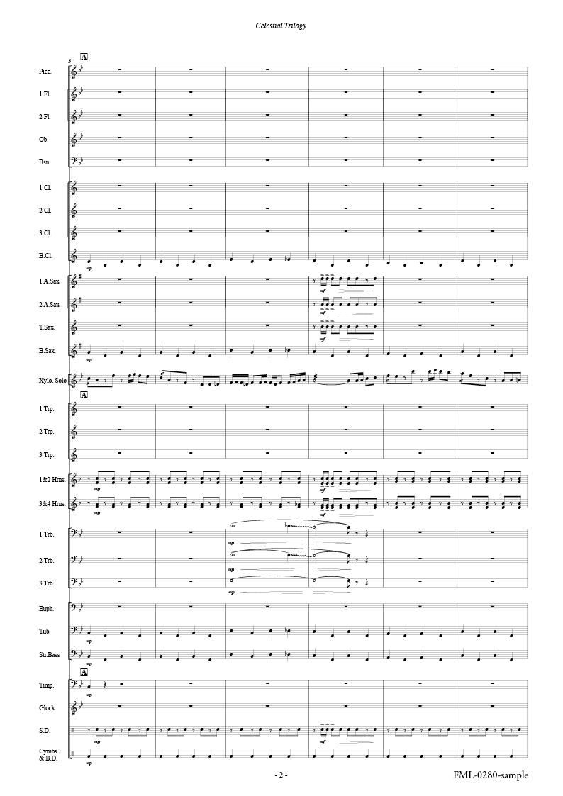 セレスティアル・トリロジー」打楽器独奏と吹奏楽のための協奏曲：野本