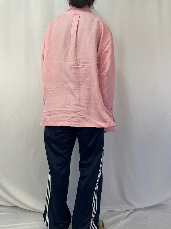 ポロラルフローレン 開襟 ロゴ刺繍 ピンク 長袖 | ビンテージ古着屋