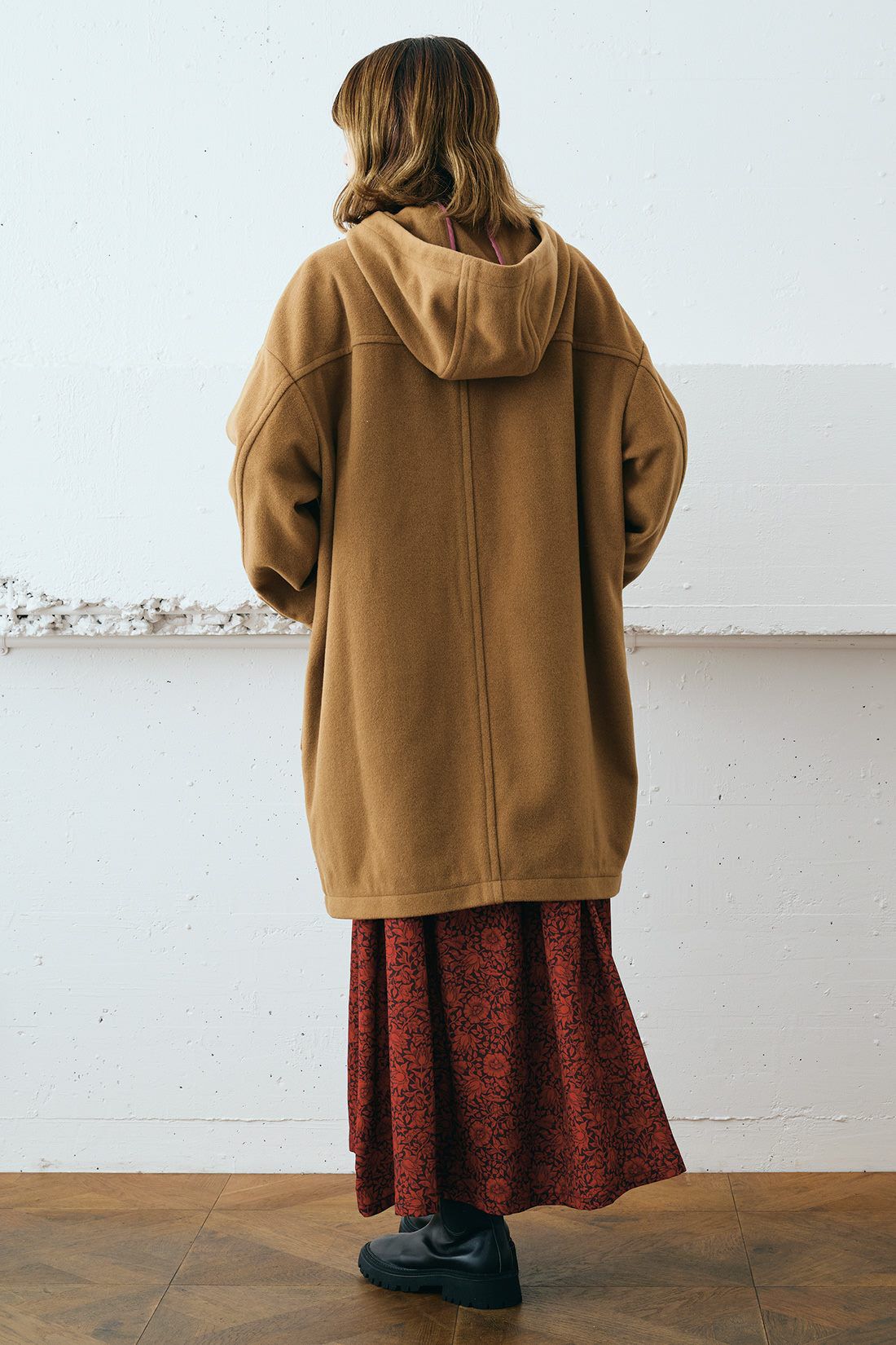 MEDE19F イタリアンウールモッサのダッフルコート〈キャメル〉｜Real