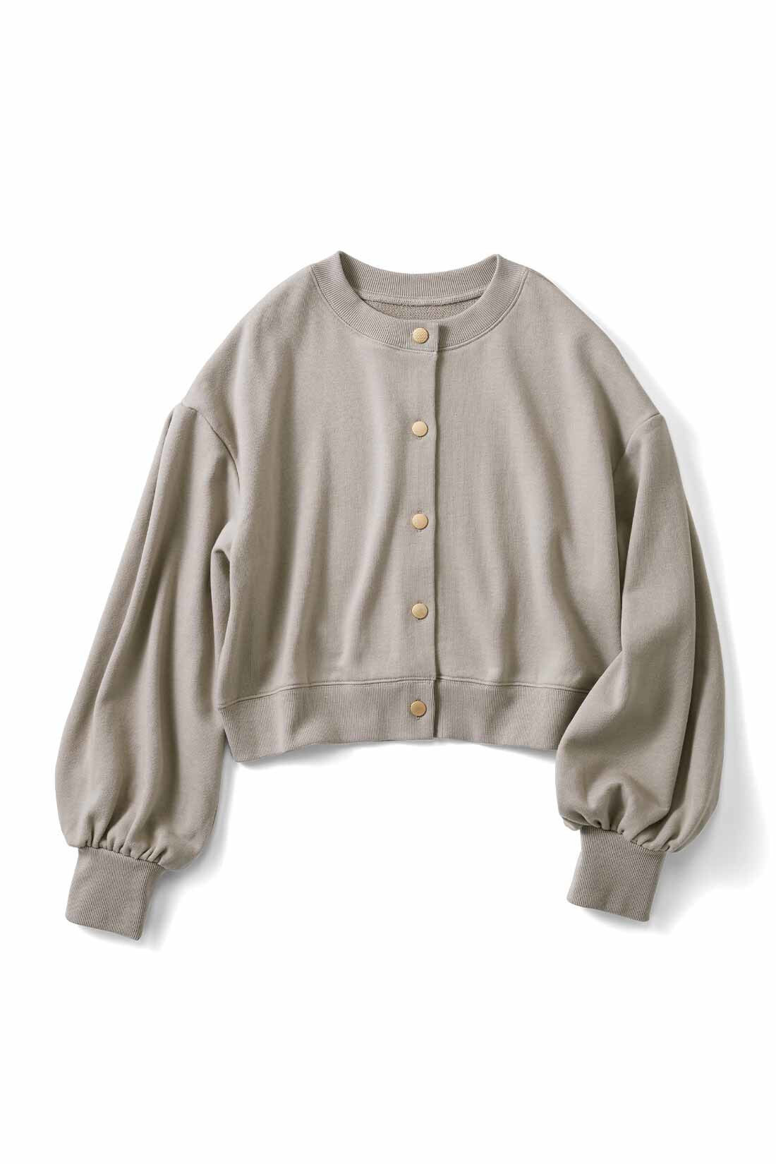 シロップ． ぷくっとクロップド丈ゆる裏毛カーディガン〈朝もやグレー