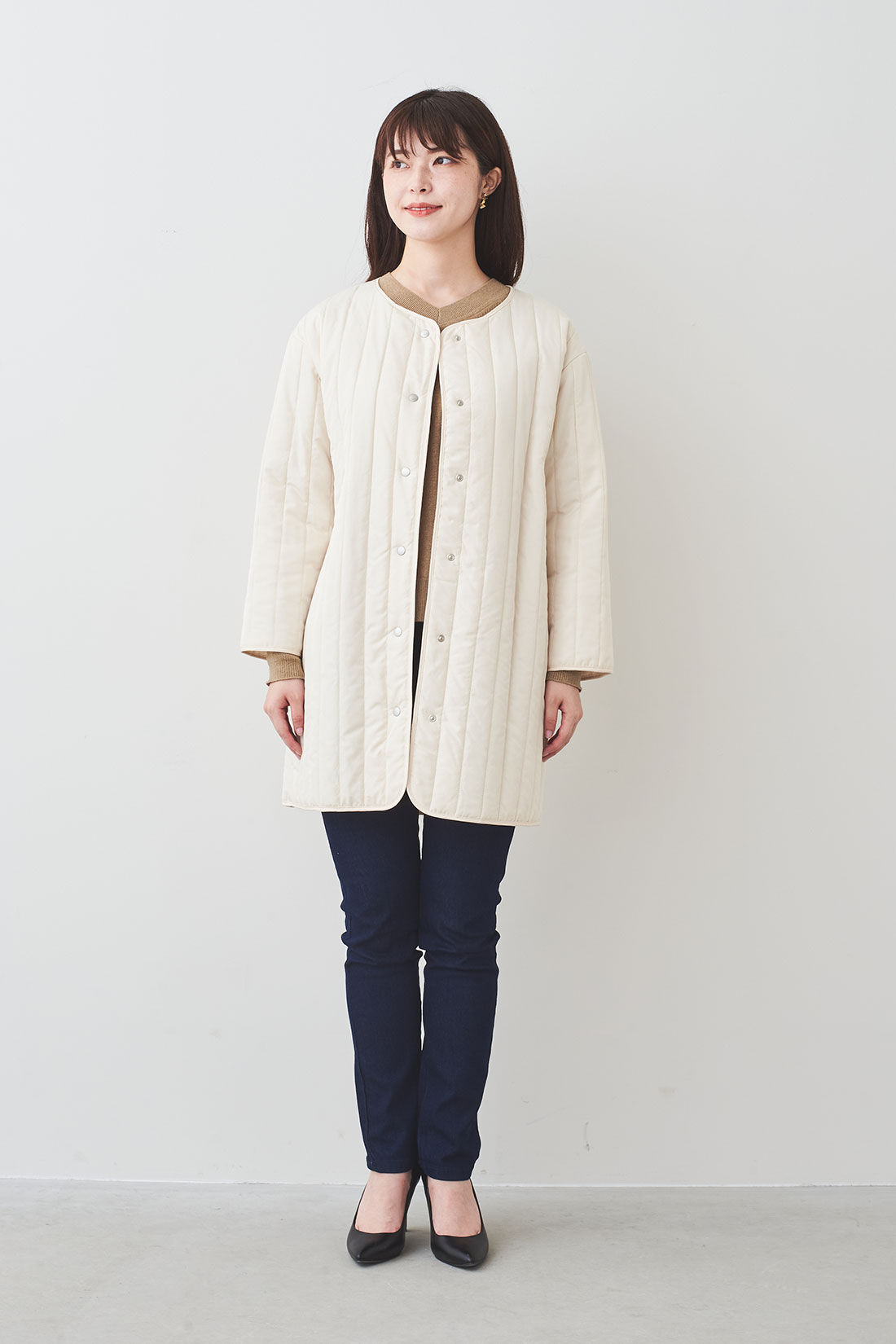 IEDIT[イディット] ロングシーズン着まわし便利な3-WAYアイボリー