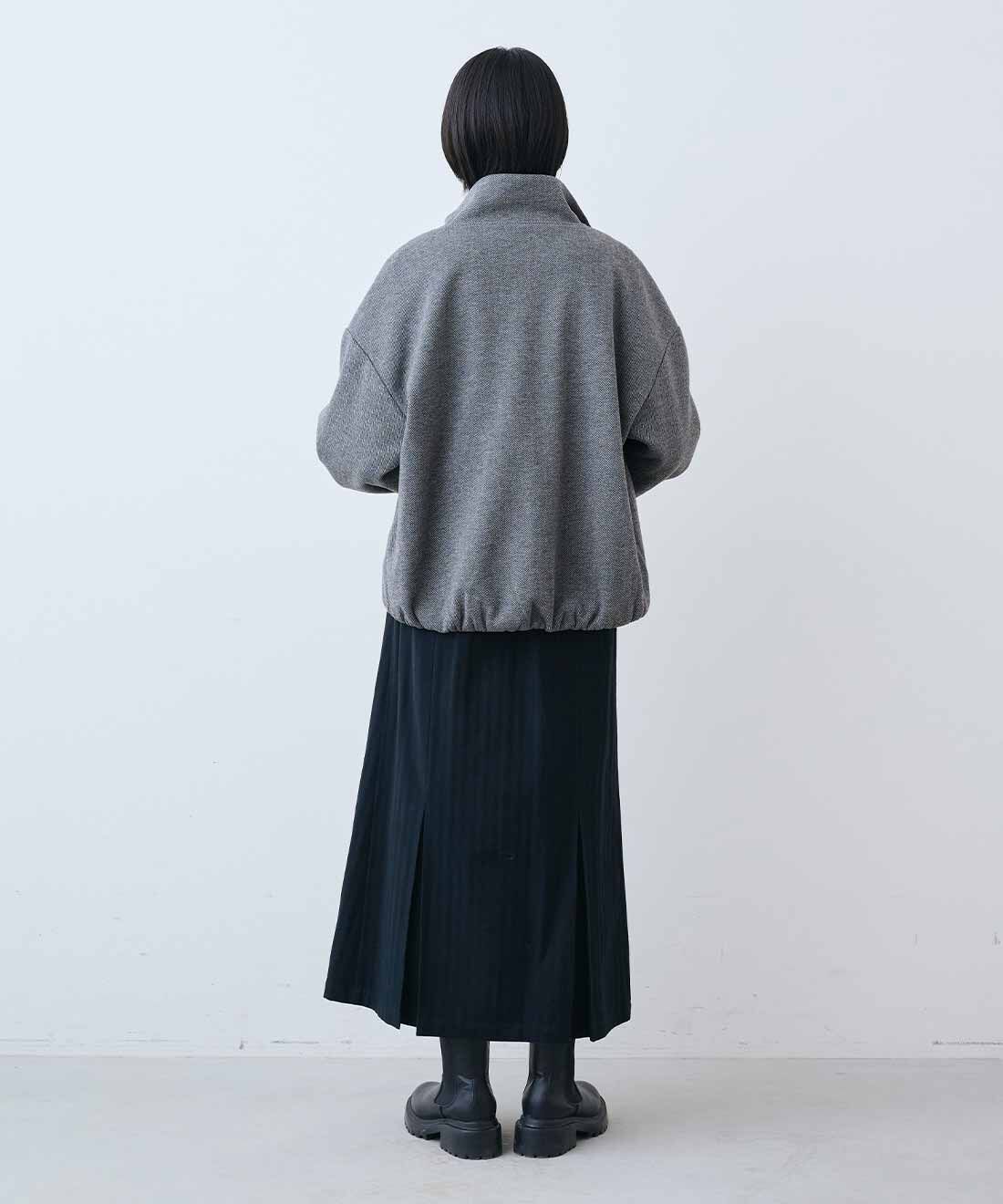 THREE FIFTY STANDARD ヘリンボーン柄のジップブルゾン〈グレー