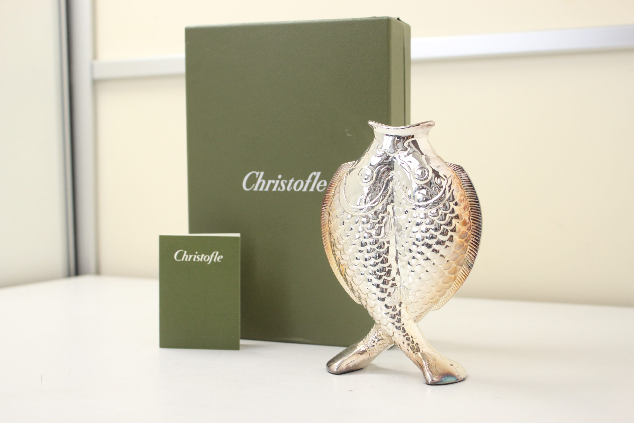 2 花瓶 Christofle クリストフル 2匹 魚 花瓶花器 置物 銀製品 【公式