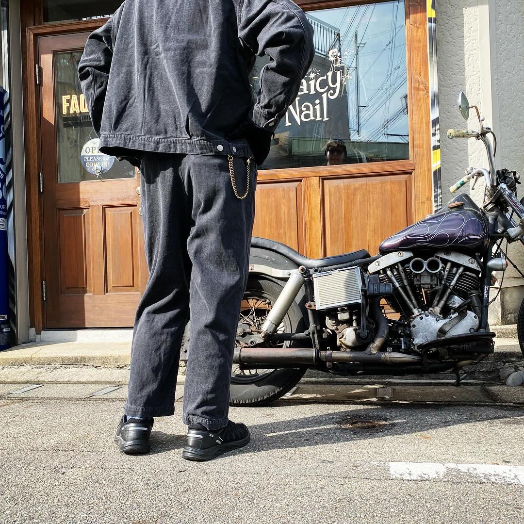 HIDEANDSEEK(ハイドアンドシーク) / DENIM TRACK PANT(BLACK USEDWASH