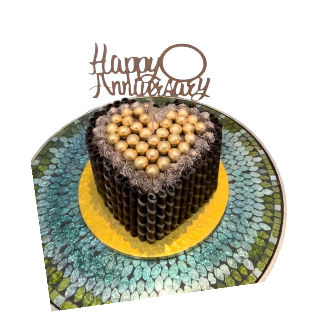 GOLD BALL HEART WITH WAFERS CAKE – FARAH'S DESSERT HEAVEN