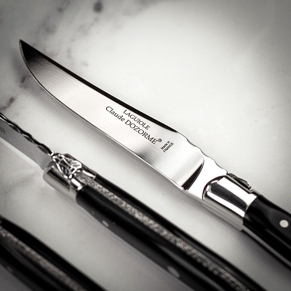 Claude Dozorme Set of 6 Laguiole Steak knives in Gift Box - Black