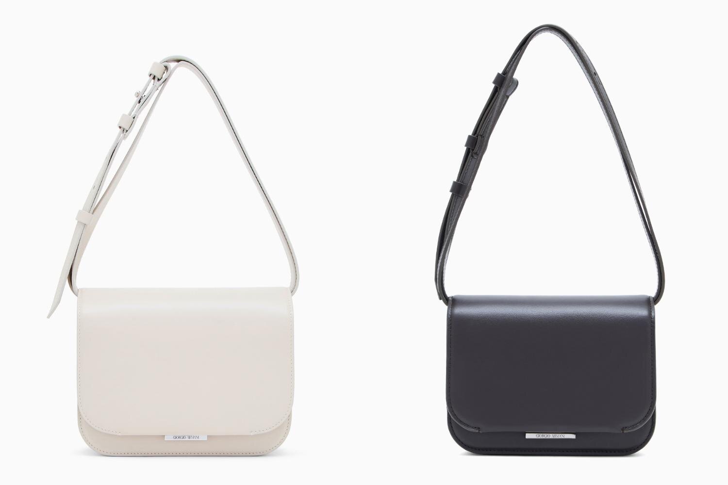 ジョルジオ アルマーニ“ジャケットのラペル”着想レザーバッグ